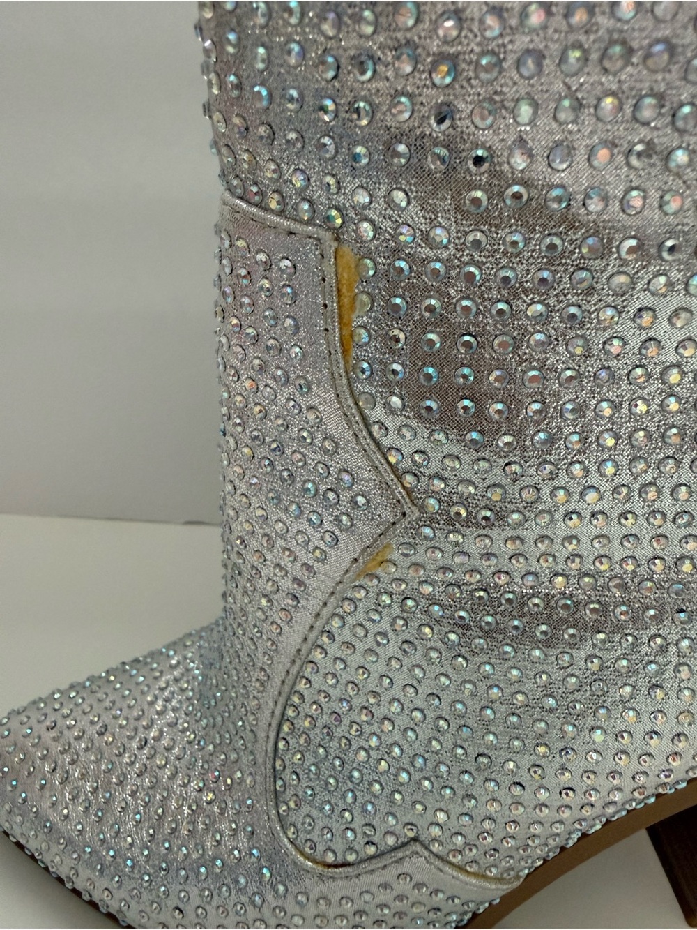 SHEIN Silver Crystal Embellished Western Booties - Women's Size 7.5 - Picture 12 of 14